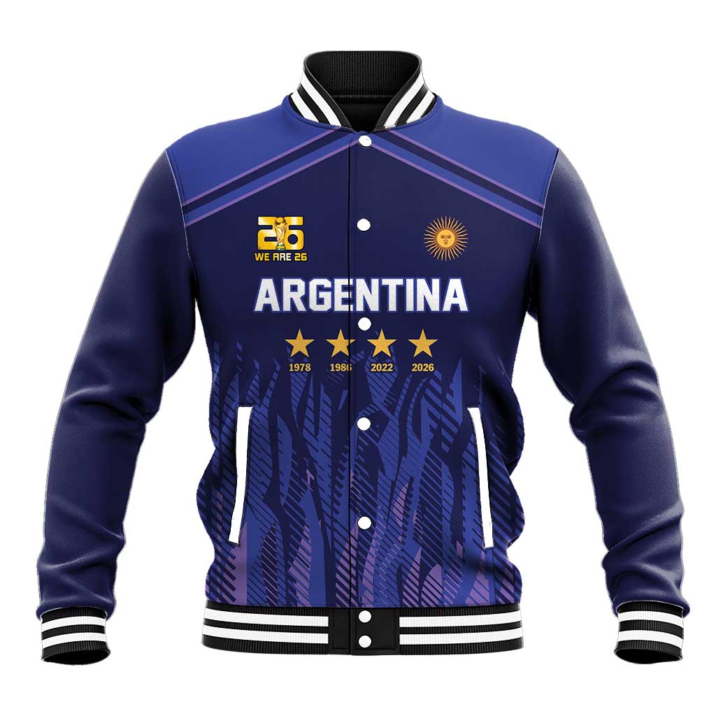 World Football 2026 Argentina Custom Baseball Jacket Past Champions Future Legends Purple - Wonder Print Shop