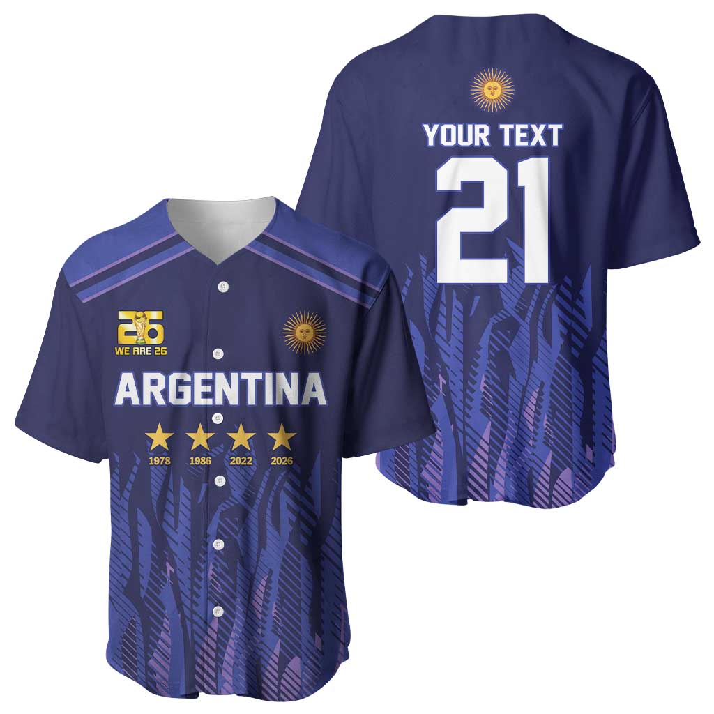 World Football 2026 Argentina Custom Baseball Jersey Past Champions Future Legends Purple - Wonder Print Shop