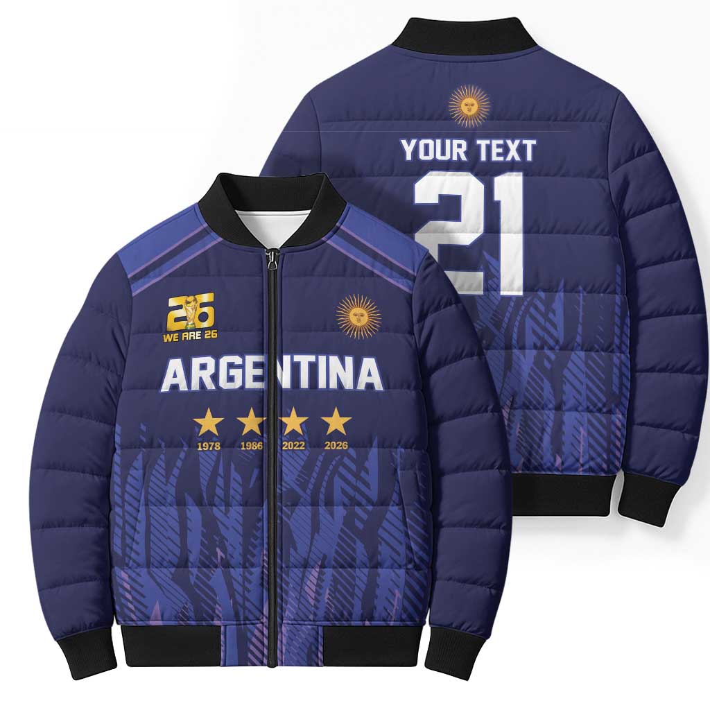 World Football 2026 Argentina Custom Bomber Puffer Jacket Past Champions Future Legends Purple - Wonder Print Shop