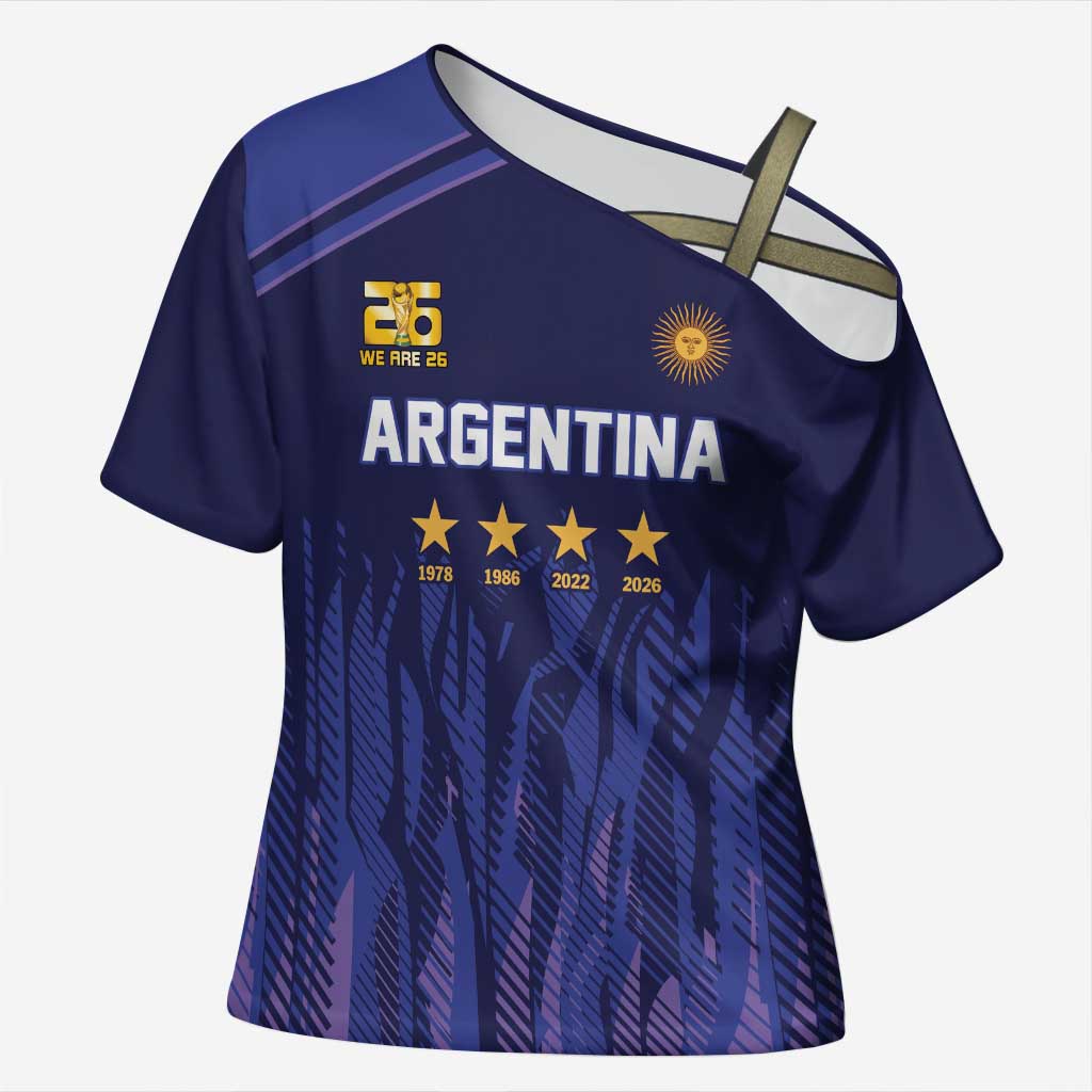 World Football 2026 Argentina Custom Cross Shoulder Shirt Past Champions Future Legends Purple - Wonder Print Shop