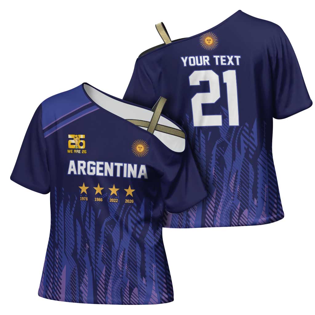 World Football 2026 Argentina Custom Cross Shoulder Shirt Past Champions Future Legends Purple - Wonder Print Shop