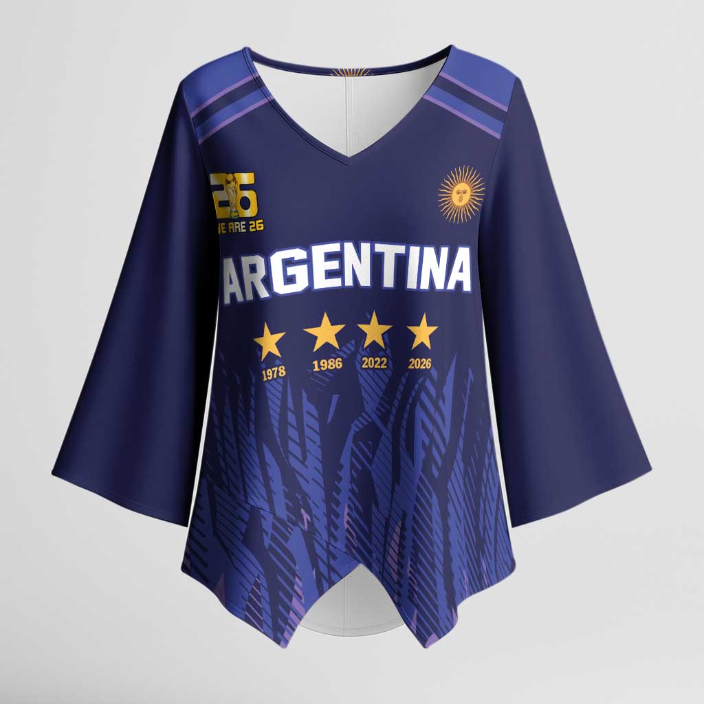World Football 2026 Argentina Custom Kimono Sleeve Blouse Past Champions Future Legends Purple - Wonder Print Shop