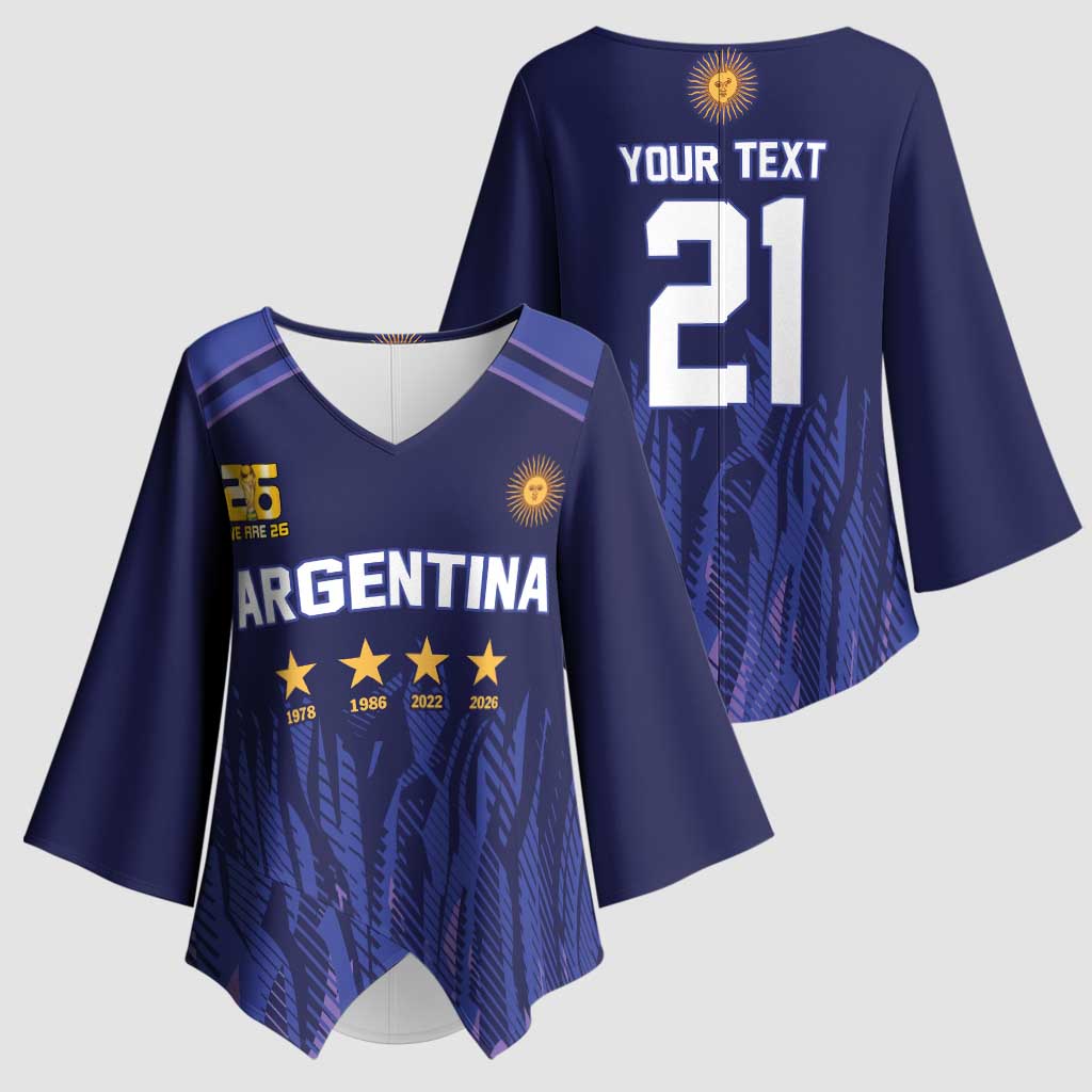 World Football 2026 Argentina Custom Kimono Sleeve Blouse Past Champions Future Legends Purple - Wonder Print Shop