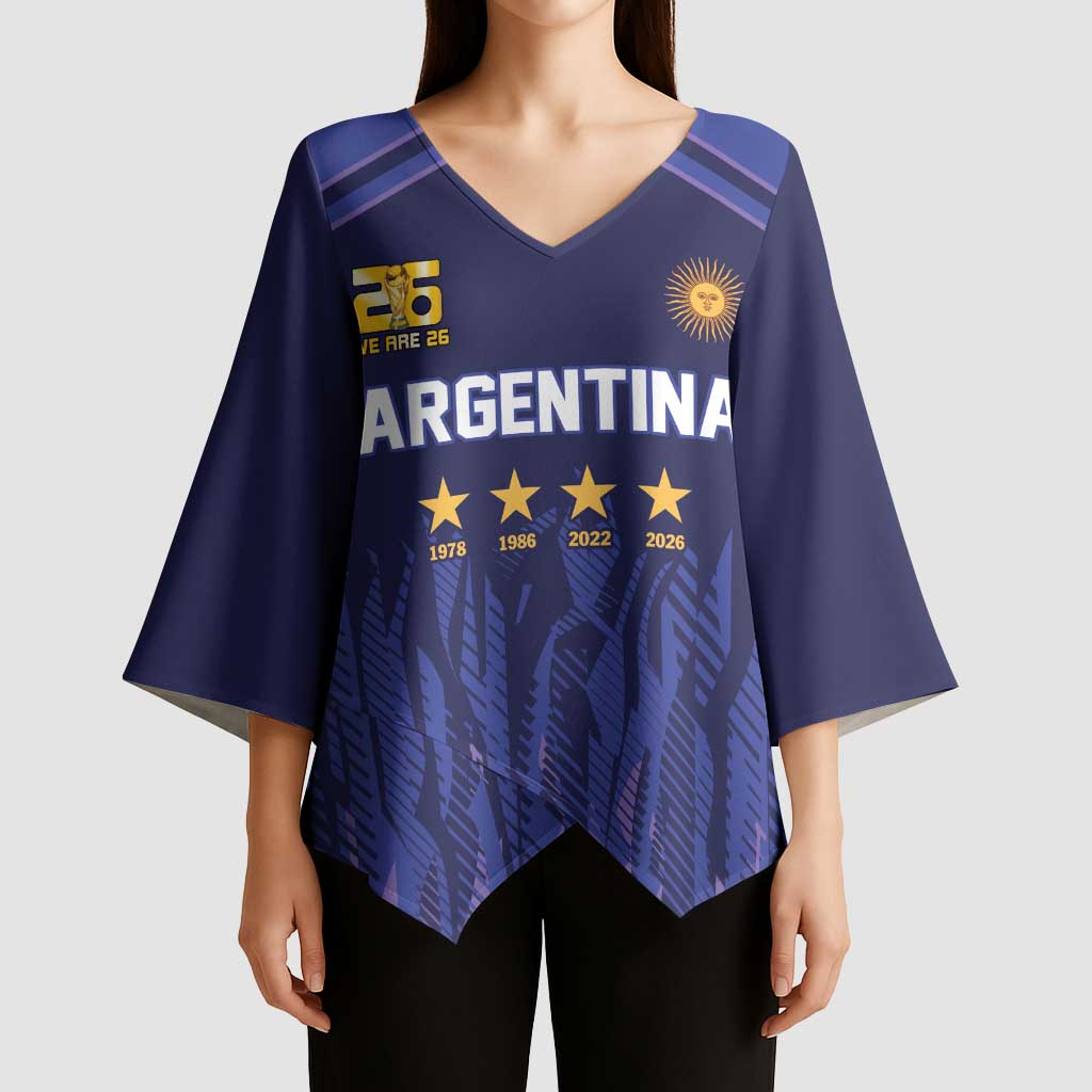 World Football 2026 Argentina Custom Kimono Sleeve Blouse Past Champions Future Legends Purple - Wonder Print Shop