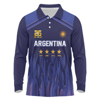 World Football 2026 Argentina Custom Long Sleeve Polo Shirt Past Champions Future Legends Purple - Wonder Print Shop