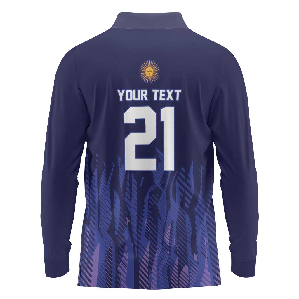 World Football 2026 Argentina Custom Long Sleeve Polo Shirt Past Champions Future Legends Purple - Wonder Print Shop