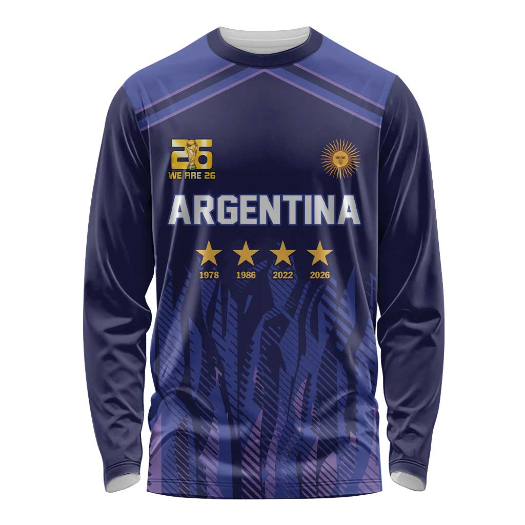 World Football 2026 Argentina Custom Long Sleeve Shirt Past Champions Future Legends Purple - Wonder Print Shop
