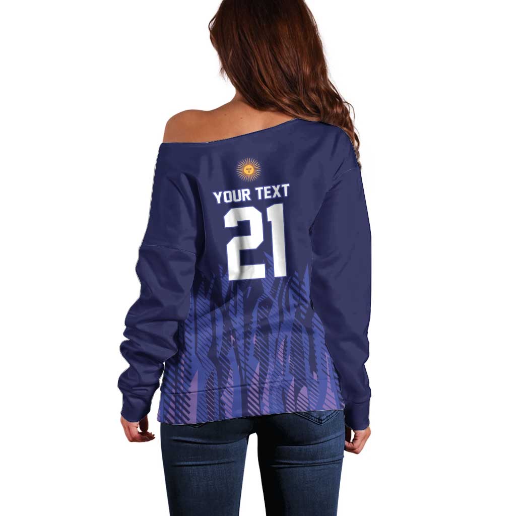 World Football 2026 Argentina Custom Off Shoulder Sweater Past Champions Future Legends Purple - Wonder Print Shop