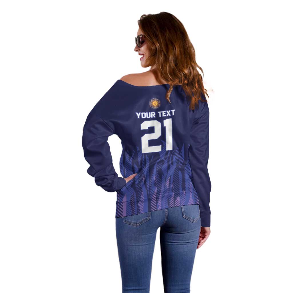 World Football 2026 Argentina Custom Off Shoulder Sweater Past Champions Future Legends Purple - Wonder Print Shop
