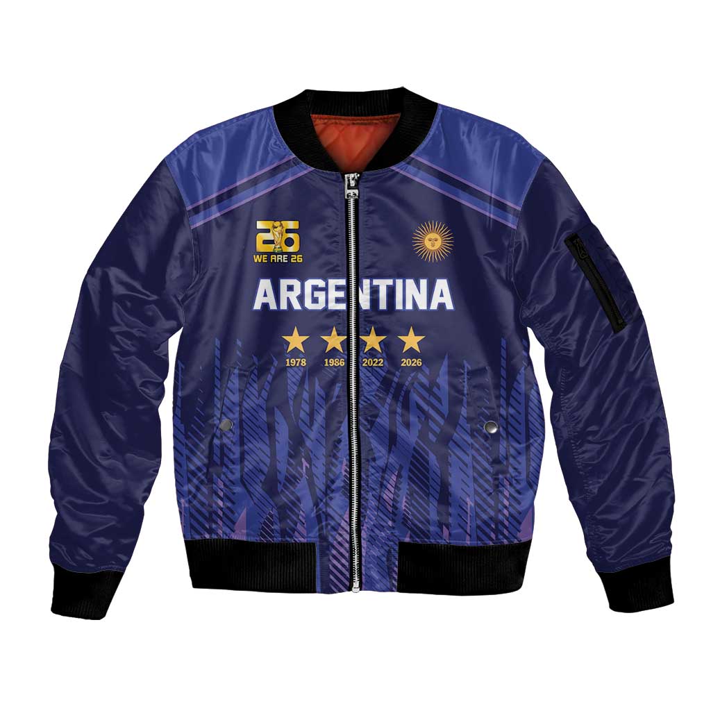 World Football 2026 Argentina Custom Sleeve Zip Bomber Jacket Past Champions Future Legends Purple - Wonder Print Shop