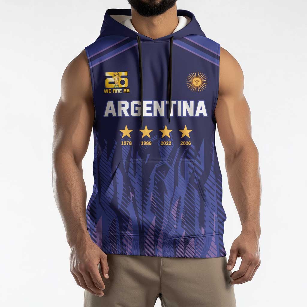 World Football 2026 Argentina Custom Sleeveless Hoodie Past Champions Future Legends Purple - Wonder Print Shop
