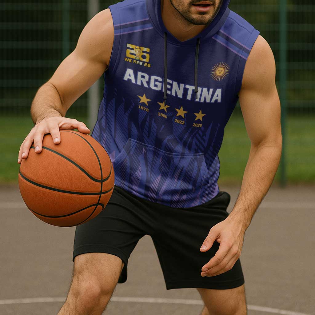 World Football 2026 Argentina Custom Sleeveless Hoodie Past Champions Future Legends Purple - Wonder Print Shop