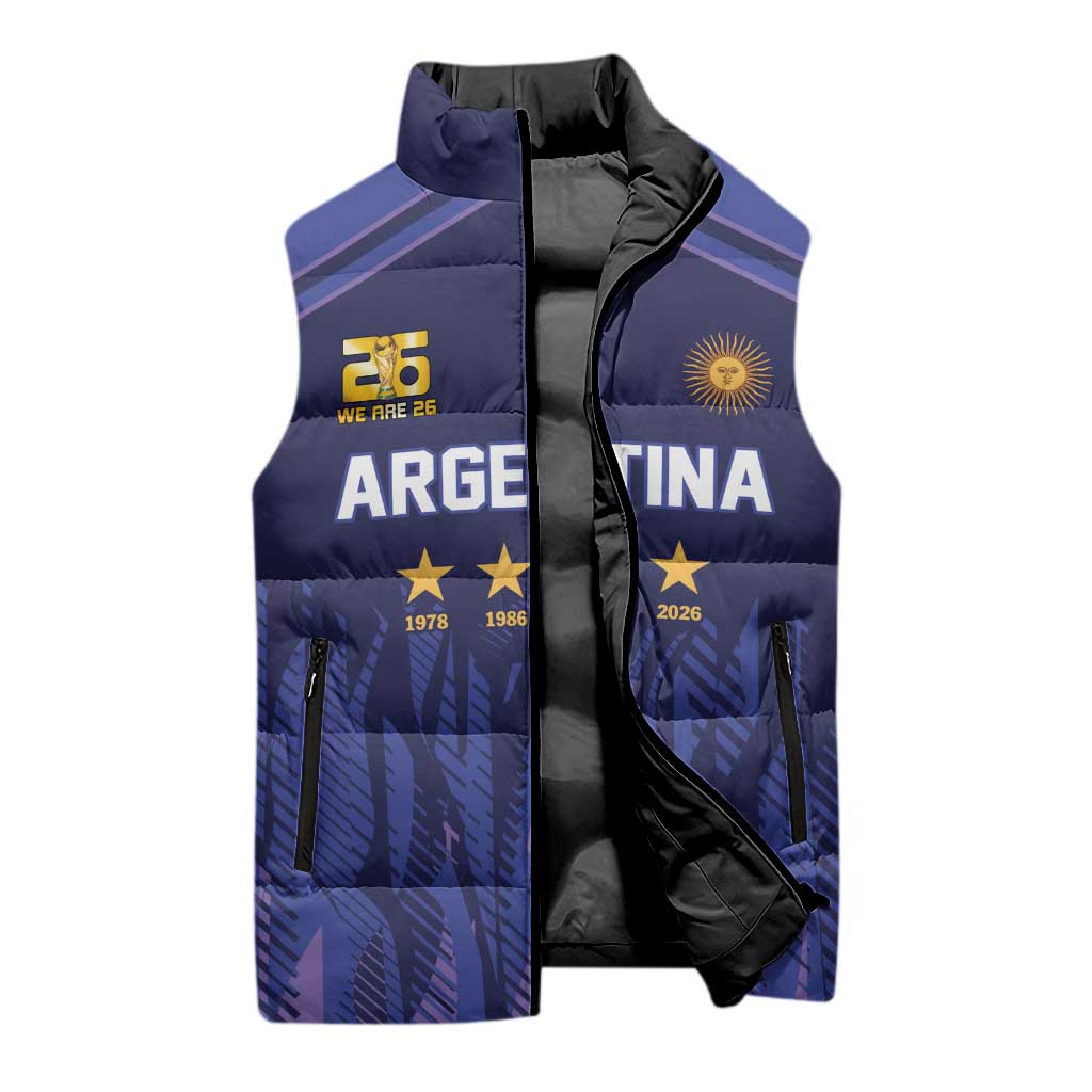 World Football 2026 Argentina Custom Sleeveless Puffer Jacket Past Champions Future Legends Purple - Wonder Print Shop