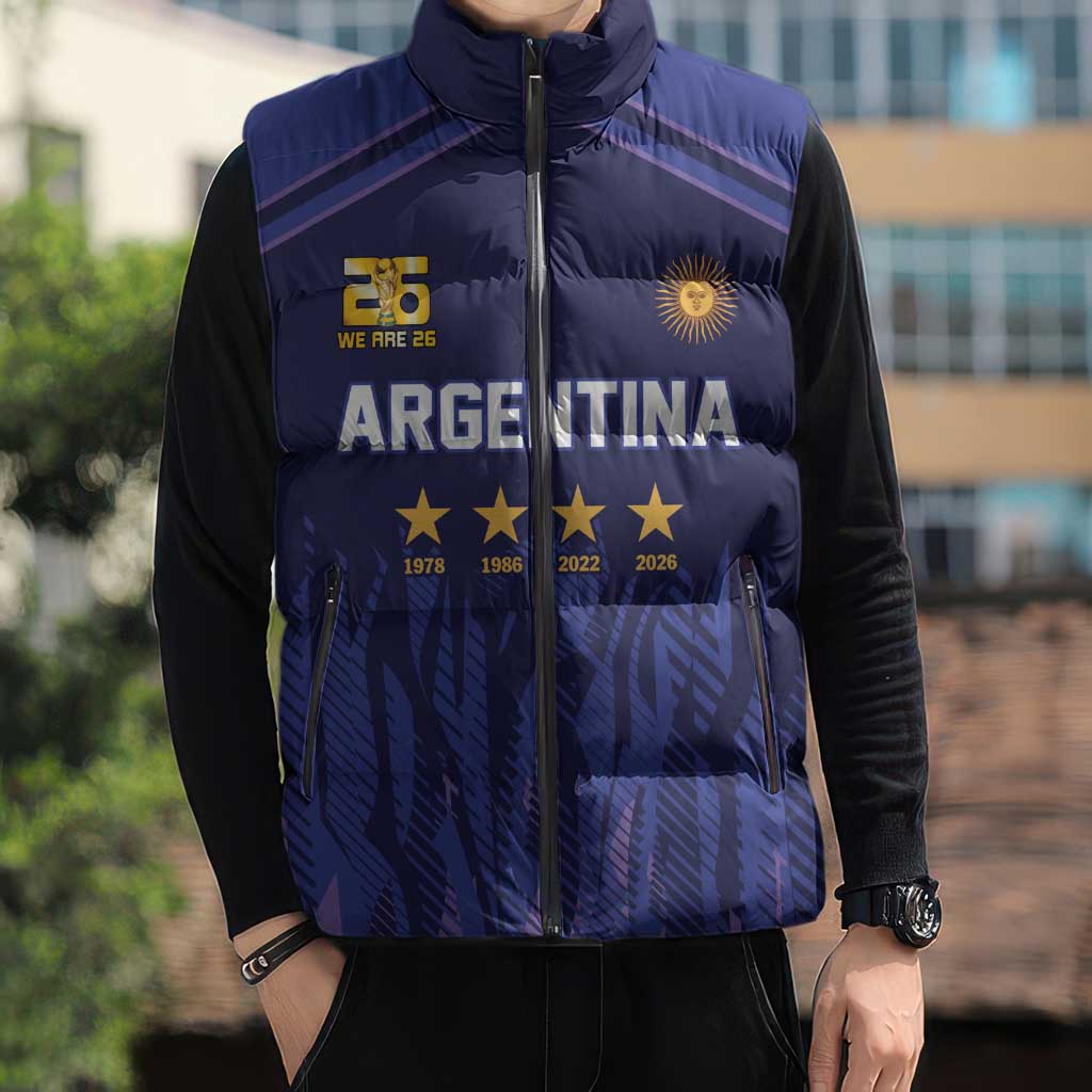 World Football 2026 Argentina Custom Sleeveless Puffer Jacket Past Champions Future Legends Purple - Wonder Print Shop