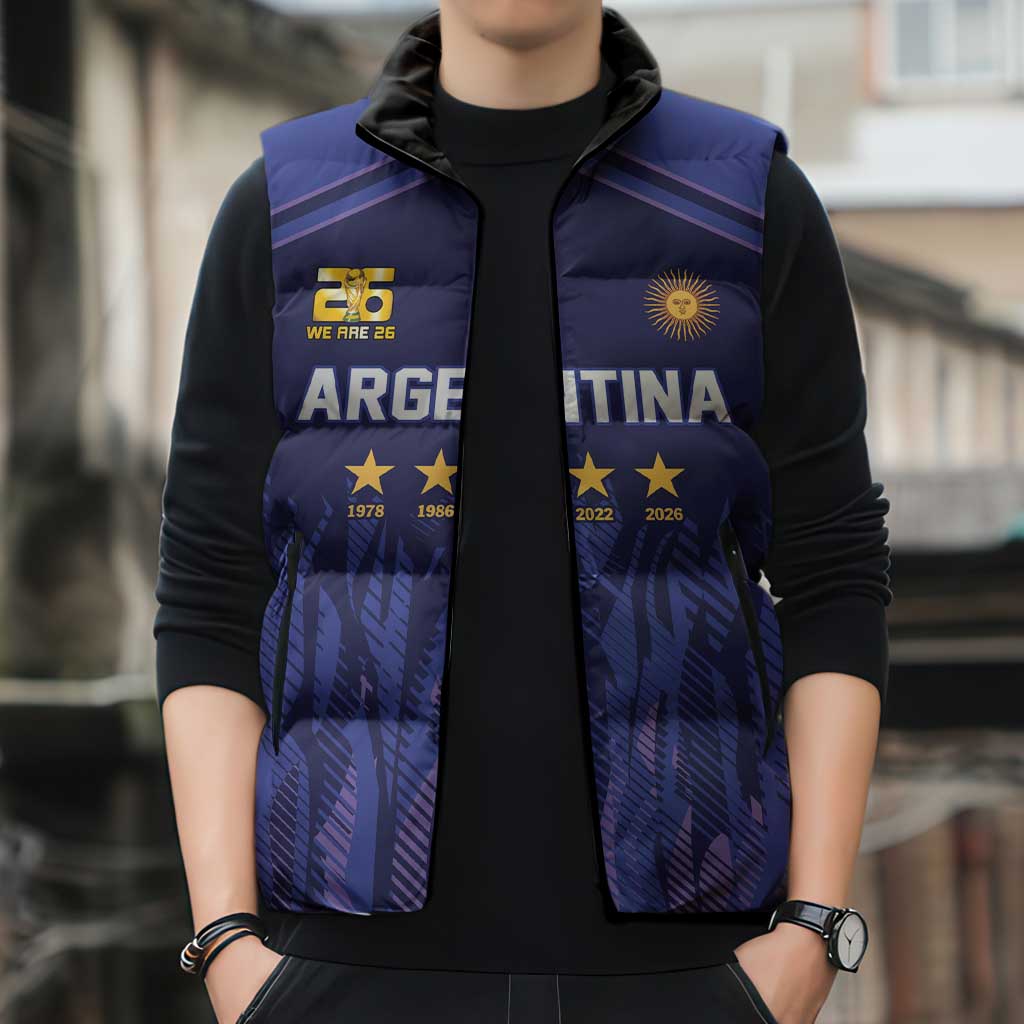 World Football 2026 Argentina Custom Sleeveless Puffer Jacket Past Champions Future Legends Purple - Wonder Print Shop