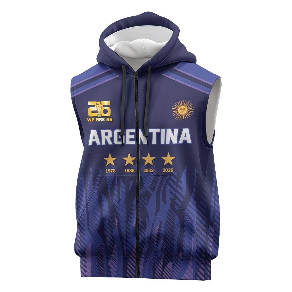 World Football 2026 Argentina Custom Sleeveless Zip Hoodie Past Champions Future Legends Purple - Wonder Print Shop