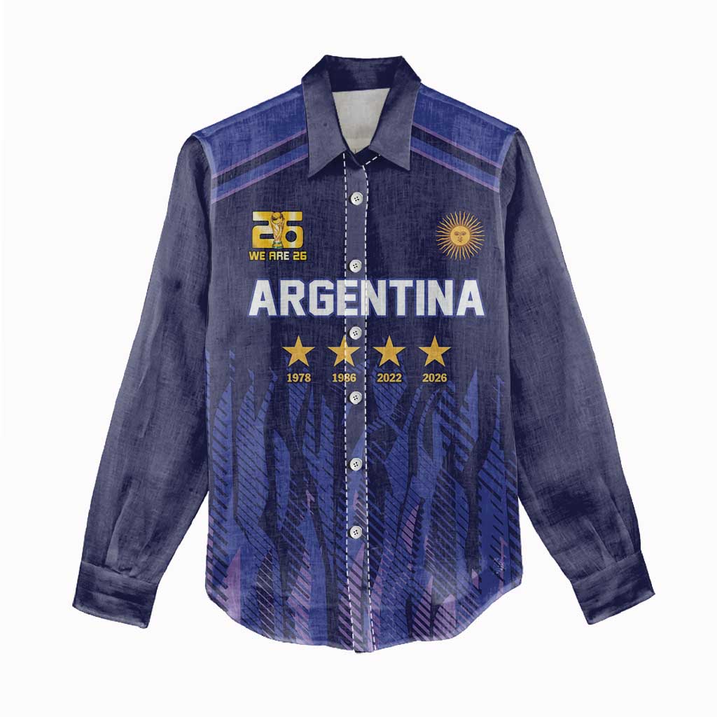 World Football 2026 Argentina Custom Women Casual Shirt Past Champions Future Legends Purple - Wonder Print Shop