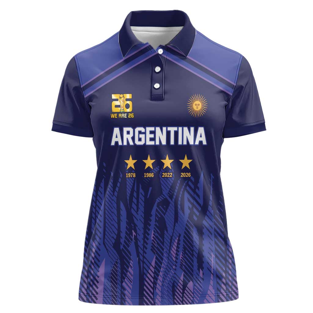 World Football 2026 Argentina Custom Women Polo Shirt Past Champions Future Legends Purple - Wonder Print Shop