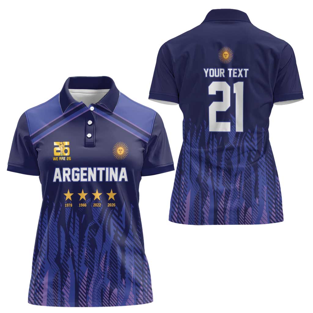 World Football 2026 Argentina Custom Women Polo Shirt Past Champions Future Legends Purple - Wonder Print Shop