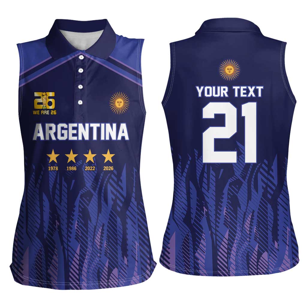 World Football 2026 Argentina Custom Women Sleeveless Polo Shirt Past Champions Future Legends Purple - Wonder Print Shop