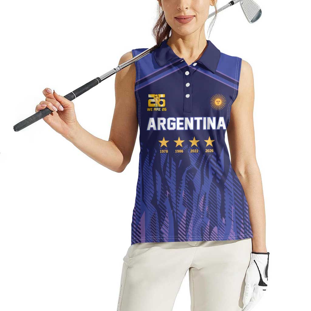 World Football 2026 Argentina Custom Women Sleeveless Polo Shirt Past Champions Future Legends Purple - Wonder Print Shop