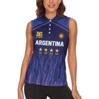 World Football 2026 Argentina Custom Women Sleeveless Polo Shirt Past Champions Future Legends Purple - Wonder Print Shop