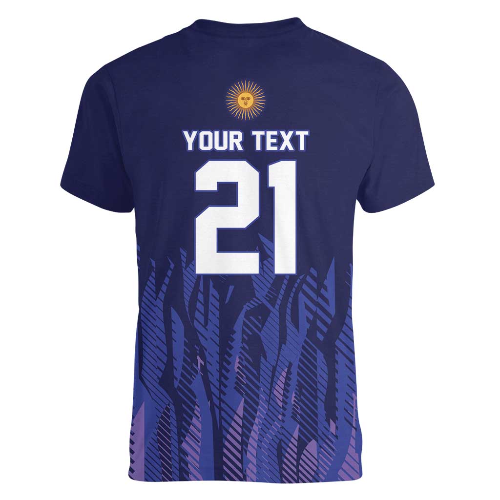World Football 2026 Argentina Custom Women V-Neck T-Shirt Past Champions Future Legends Purple - Wonder Print Shop