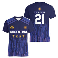 World Football 2026 Argentina Custom Women V-Neck T-Shirt Past Champions Future Legends Purple - Wonder Print Shop