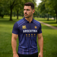 World Football 2026 Argentina Custom Zipper Polo Shirt Past Champions Future Legends Purple - Wonder Print Shop