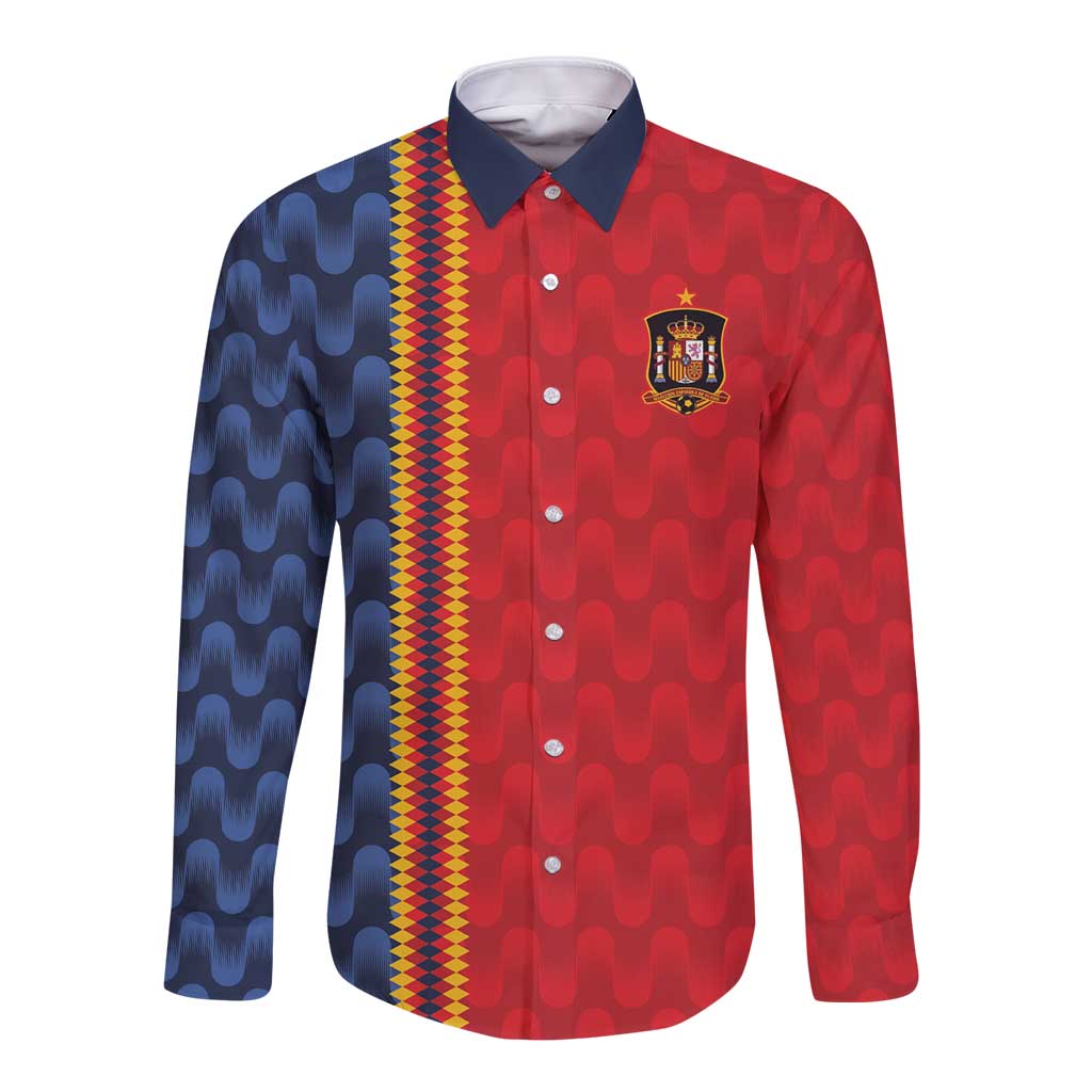 World Football 2026 Spain Custom Long Sleeve Button Shirt Vamos a Espana - Wonder Print Shop