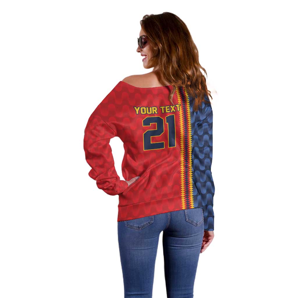 World Football 2026 Spain Custom Off Shoulder Sweater Vamos a Espana - Wonder Print Shop