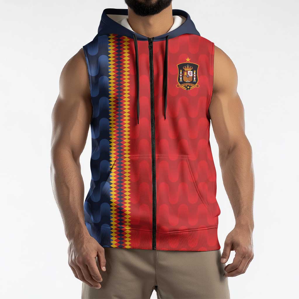 World Football 2026 Spain Custom Sleeveless Zip Hoodie Vamos a Espana - Wonder Print Shop