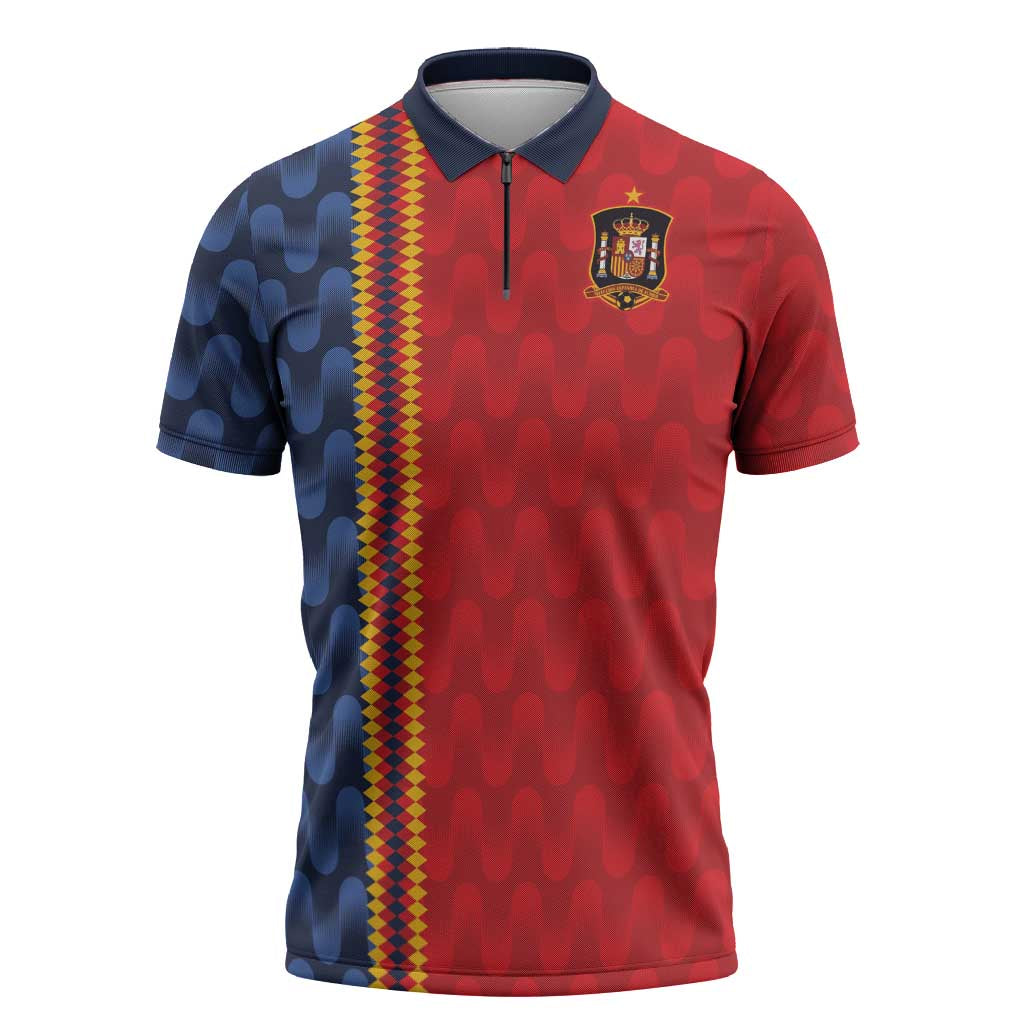 World Football 2026 Spain Custom Zipper Polo Shirt Vamos a Espana - Wonder Print Shop