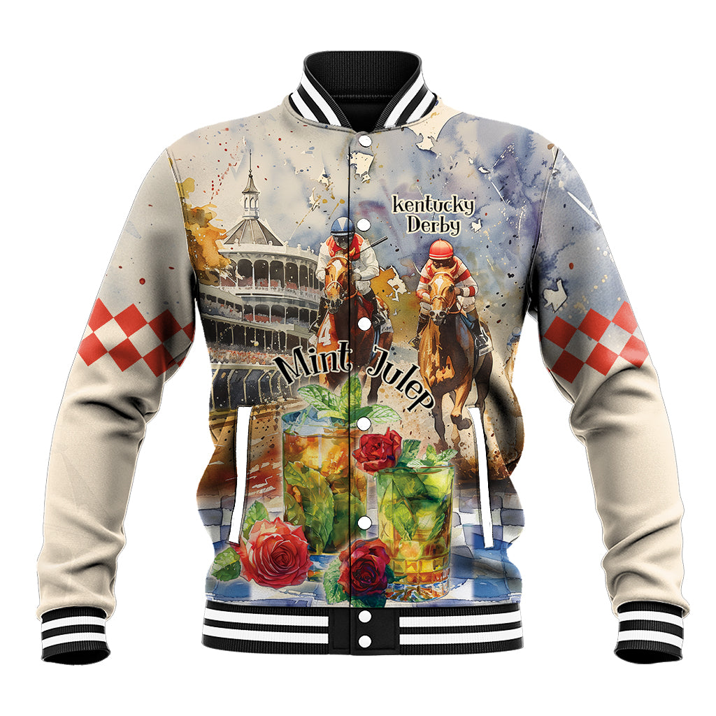 Personalized Kentucky Horse Race Baseball Jacket With Mint Julep Cocktail LT9 - Wonder Print Shop