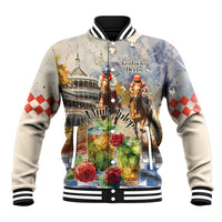 Personalized Kentucky Horse Race Baseball Jacket With Mint Julep Cocktail LT9 - Wonder Print Shop