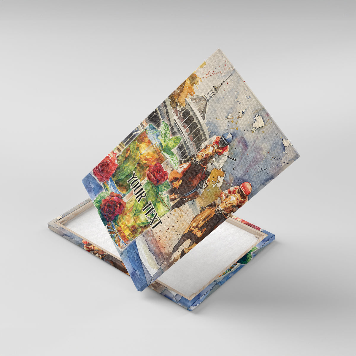 Personalized Kentucky Horse Race Canvas Wall Art With Mint Julep Cocktail LT9 - Wonder Print Shop