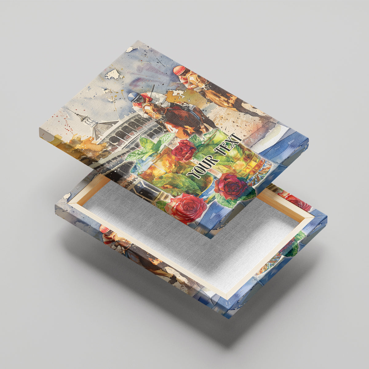 Personalized Kentucky Horse Race Canvas Wall Art With Mint Julep Cocktail LT9 - Wonder Print Shop