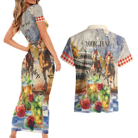 Personalized Kentucky Horse Race Couples Matching Short Sleeve Bodycon Dress and Hawaiian Shirt With Mint Julep Cocktail LT9 - Wonder Print Shop