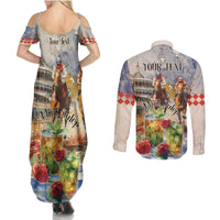 Personalized Kentucky Horse Race Couples Matching Summer Maxi Dress and Long Sleeve Button Shirt With Mint Julep Cocktail LT9 - Wonder Print Shop