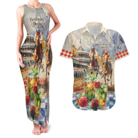 Personalized Kentucky Horse Race Couples Matching Tank Maxi Dress and Hawaiian Shirt With Mint Julep Cocktail LT9 - Wonder Print Shop