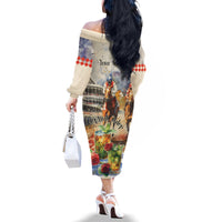 Personalized Kentucky Horse Race Family Matching Off The Shoulder Long Sleeve Dress and Hawaiian Shirt With Mint Julep Cocktail - Wonder Print Shop