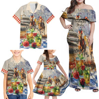 Personalized Kentucky Horse Race Family Matching Off Shoulder Maxi Dress and Hawaiian Shirt With Mint Julep Cocktail LT9 - Wonder Print Shop