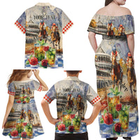 Personalized Kentucky Horse Race Family Matching Off Shoulder Maxi Dress and Hawaiian Shirt With Mint Julep Cocktail LT9 - Wonder Print Shop