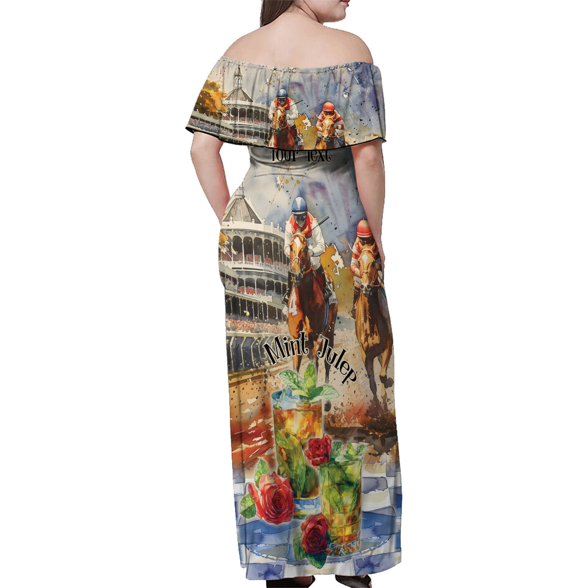 Personalized Kentucky Horse Race Family Matching Off Shoulder Maxi Dress and Hawaiian Shirt With Mint Julep Cocktail LT9 - Wonder Print Shop