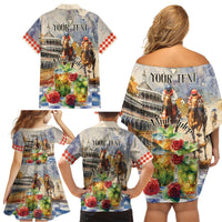Personalized Kentucky Horse Race Family Matching Off Shoulder Short Dress and Hawaiian Shirt With Mint Julep Cocktail LT9 - Wonder Print Shop