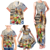 Personalized Kentucky Horse Race Family Matching Tank Maxi Dress and Hawaiian Shirt With Mint Julep Cocktail - Wonder Print Shop