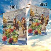 Personalized Kentucky Horse Race Garden Flag With Mint Julep Cocktail - Wonder Print Shop