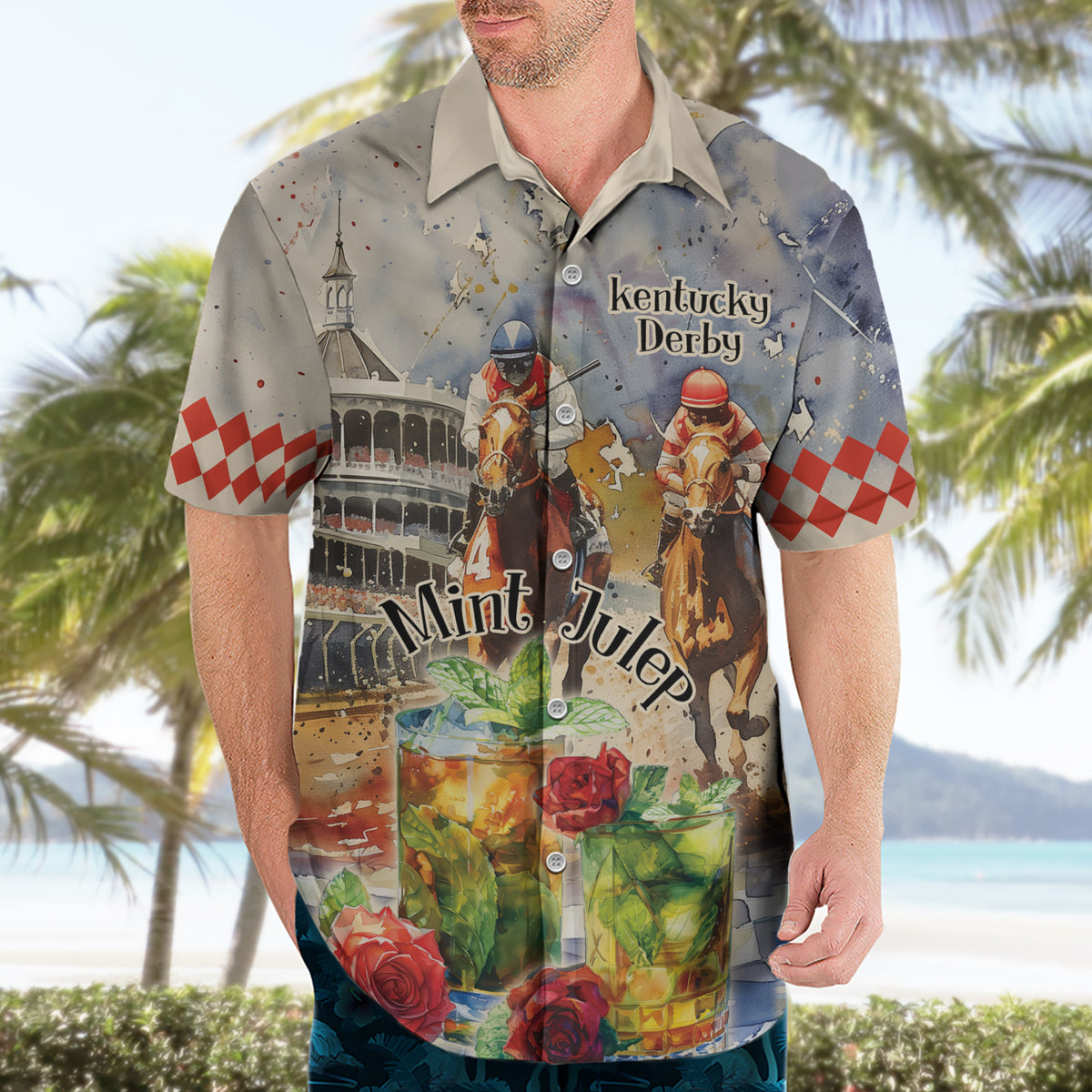Personalized Kentucky Horse Race Hawaiian Shirt With Mint Julep Cocktail - Wonder Print Shop