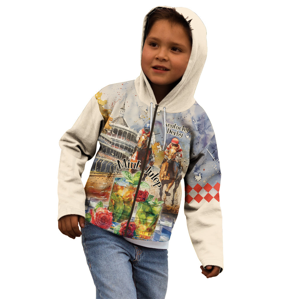 Personalized Kentucky Horse Race Kid Hoodie With Mint Julep Cocktail - Wonder Print Shop