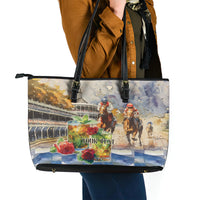 Personalized Kentucky Horse Race Leather Tote Bag With Mint Julep Cocktail - Wonder Print Shop